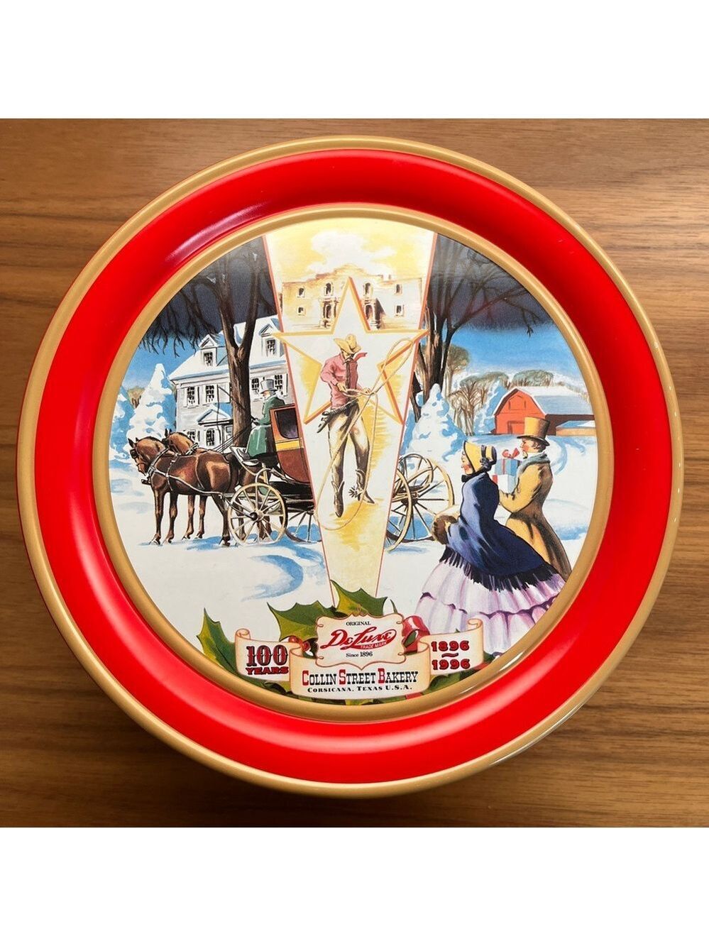 VINTAGE Collin Street Bakery 1996 100th Anniversary Round Metal Tin With Lid